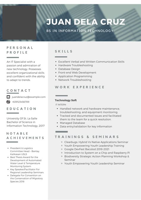 philippine resume sample|Fresh Graduate Resume Sample Philippines 2022 .